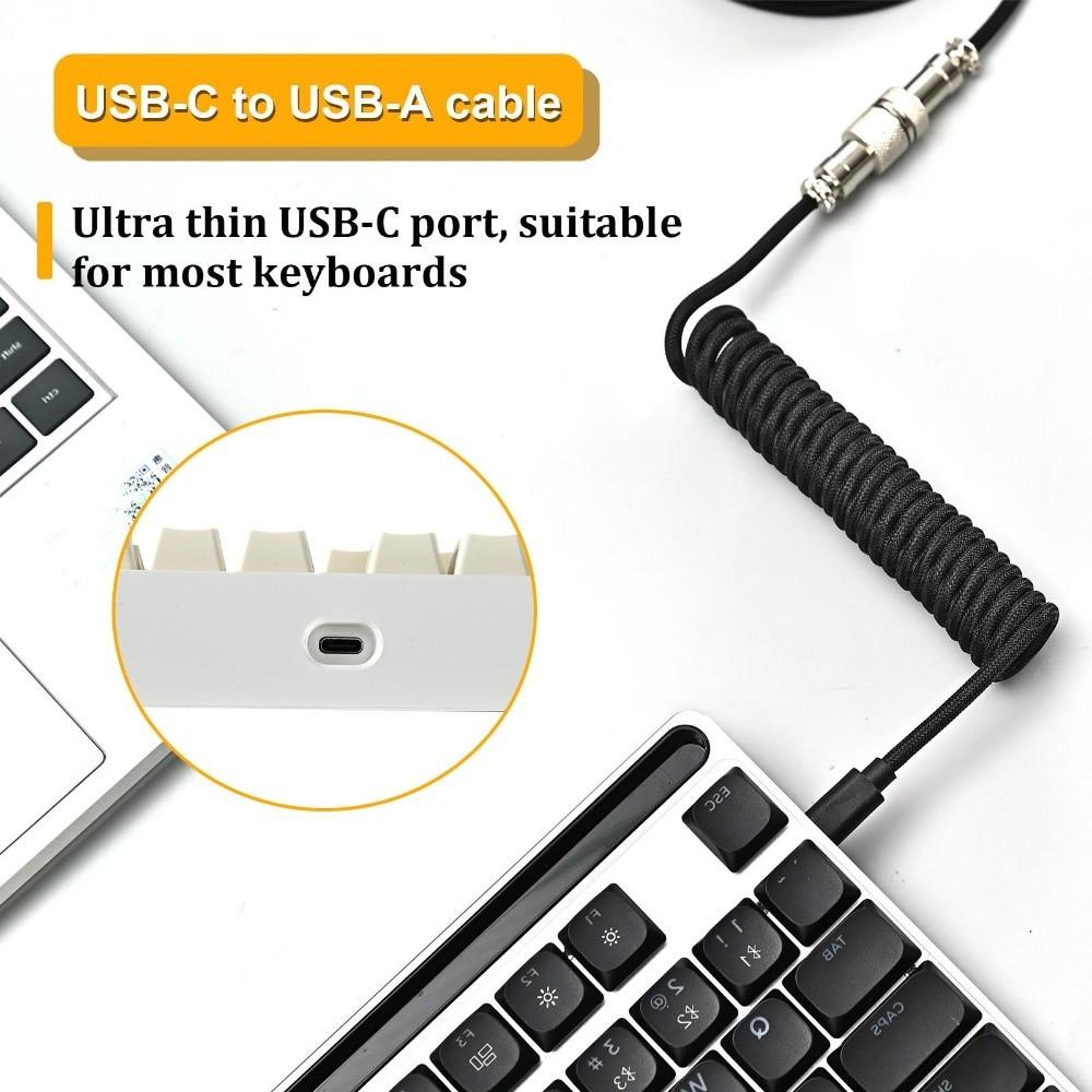 USB-порт Механическая клавиатура Спиральный кабель USB-A на Type-C Спиральный дизайн Механическая клавиатура USB-кабель Type-C