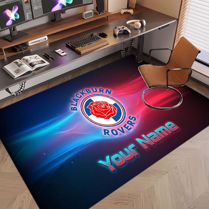 Custom Rug Blackburn Rovers FC Pattern Print Name Text Soft Non‑Slip Floor Carpet for Home Indoor Decoration