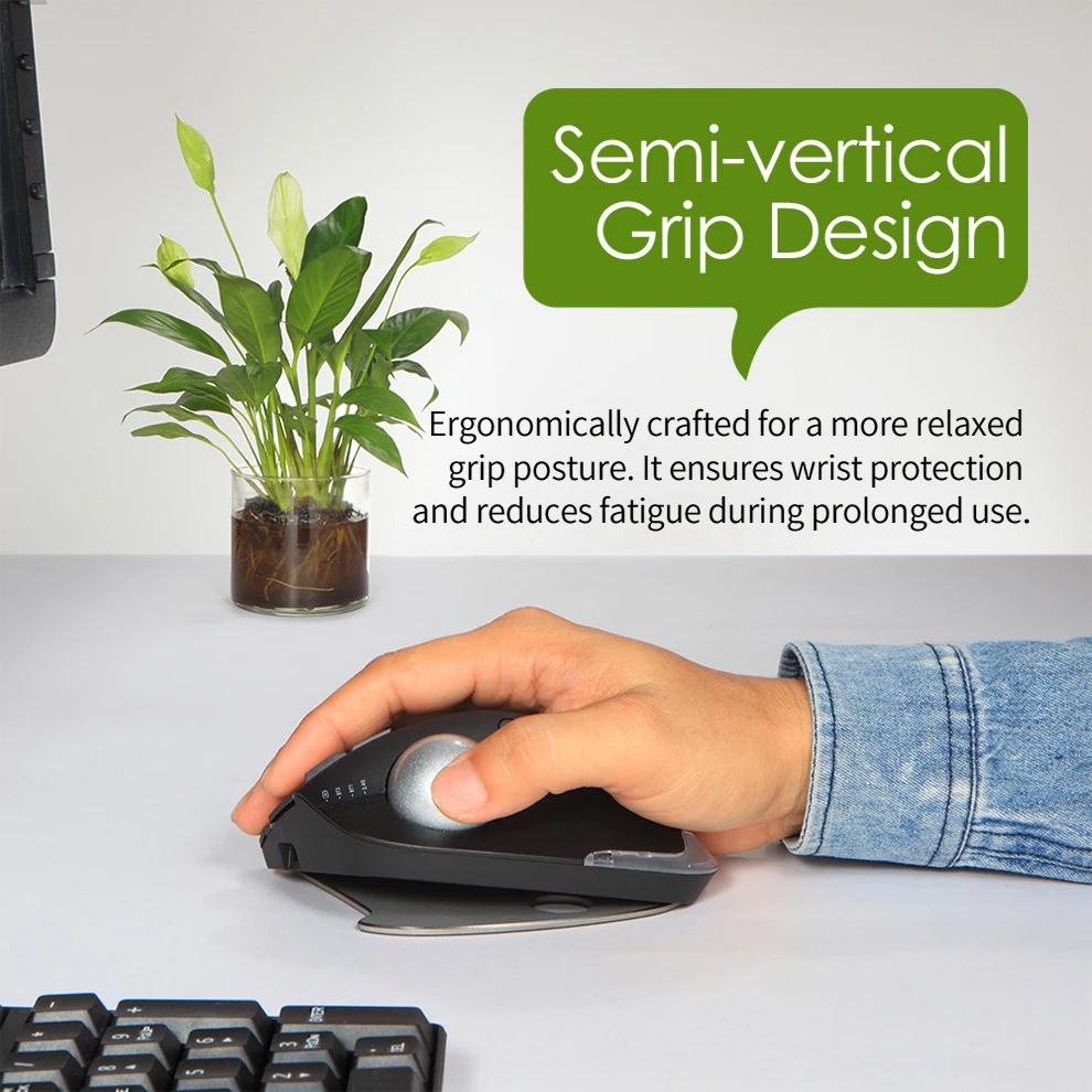 Беспроводная трекбольная мышь 2,4G RGB, эргономичная перезаряжаемая мышь-роллер, 3 подключения устройств, управление большим пальцем для ПК iPad