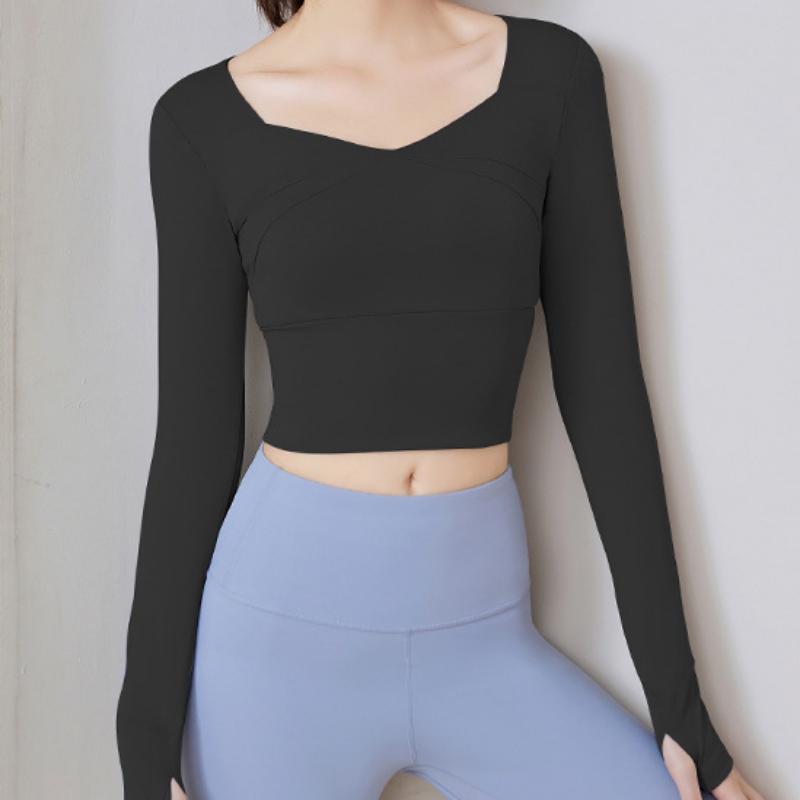 Осенне-зимние бесшовные облегающие спортивные топы для фитнеса и бега с длинным рукавом для йоги