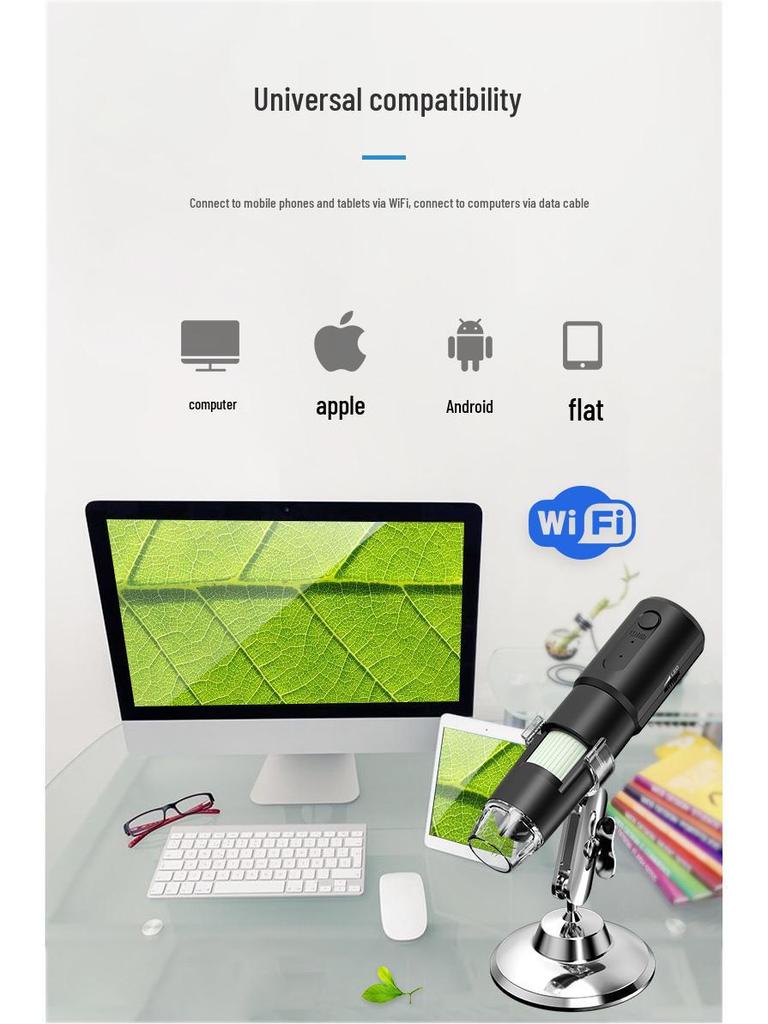 Беспроводной цифровой микроскоп для мобильного телефона и компьютера – Идеально подходит для промышленного ремонта, печатных плат, полиграфии и текстильной инспекции.