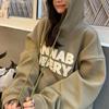 Korean-Style Women's Plush Hooded Sweatshirt - Loose Fit for Autumn/Winter