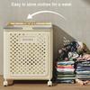 Foldable Laundry Basket with Wheels Large Capacity Hollow Breathable Rolling Laundry Basket