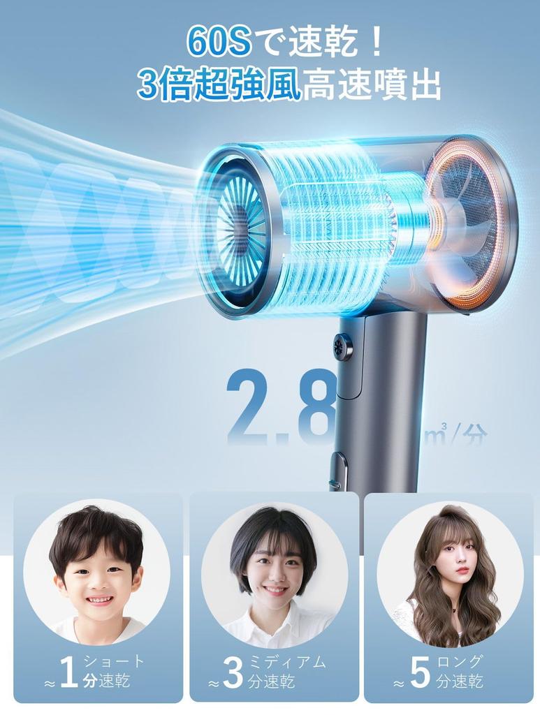 Фен для волос Большой объем воздуха в фене 1200 Вт Высокая концентрация отрицательных ионов 3 уровня контроля температуры Постоянный температурный режим Воздух