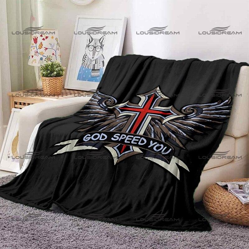 Crusader Cross Pattern Blanket Templar Knights Warm Flannel Thin Blanket Portable Home Travel Office Lunch Break Blanket