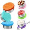6pcs Multifunctional 304 Stainless Steel Sauce Dish With Silicone Lid, Sealed And Leak-proof Sauce Dish Tool Accessories Preserved Saucer