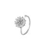 Korean Version Diamond Pearl Inlaid Zircon Flower Open Ring Adjustable Electroplated Copper Mesh Rotating Ring Women's Jewelry