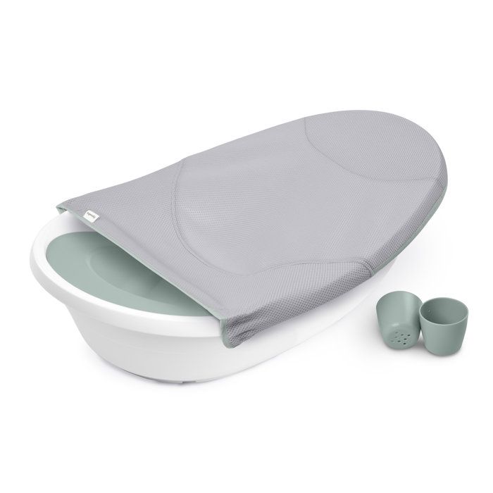 INGENUITY Baignoire bébé évolutive, extra-large avec transat bébé hamac en tissu doux et support bébé assis de 0 a 24 mois