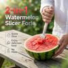 2026 New 2-in-1 Stainless Steel Fruit Cutter, Watermelon Fork Slicer, Portable Double-Headed Fruit Fork Slicer