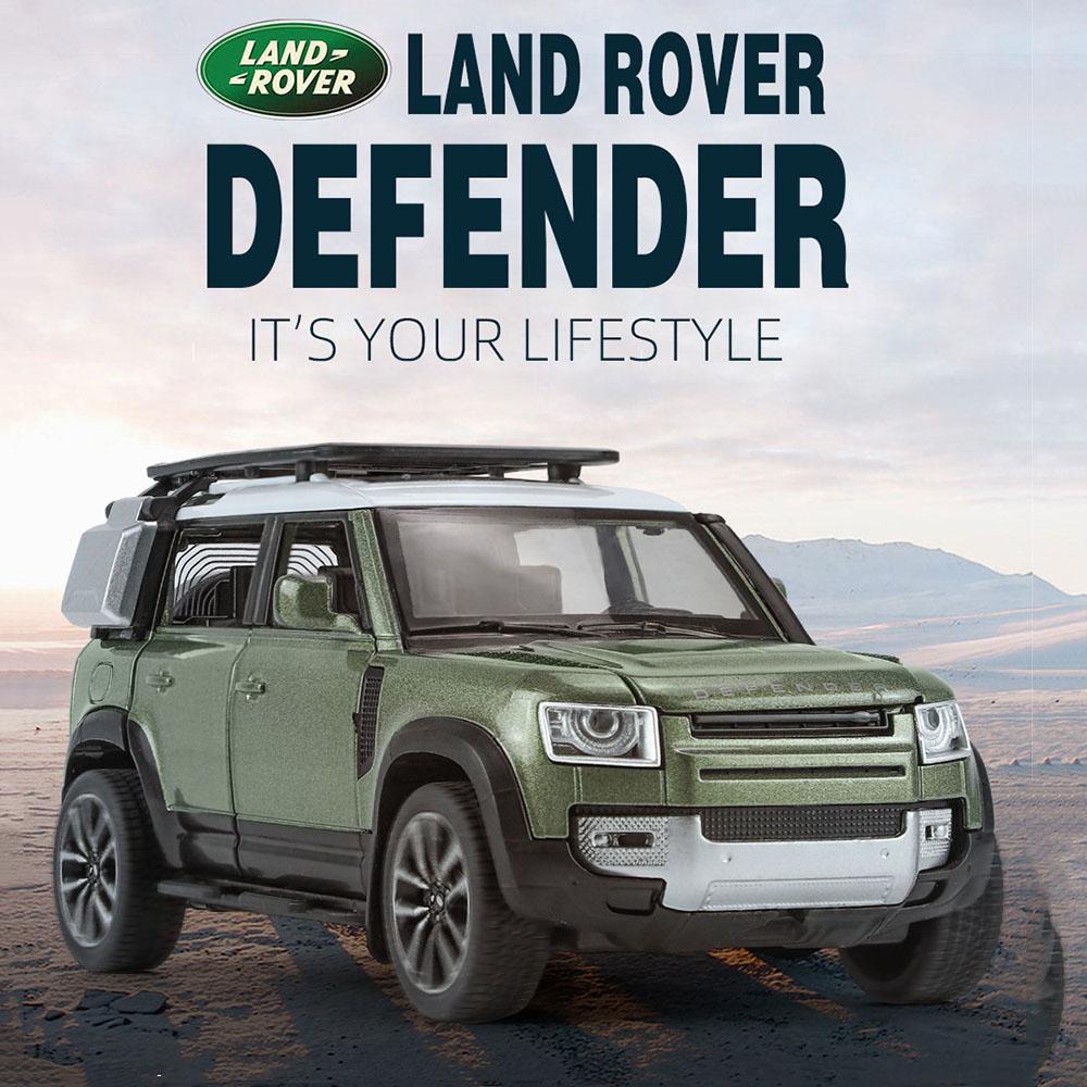 Модель Land Rover Defender 110 SUV, литая под давлением из сплава, в масштабе 1/32, со звуком, светом и механизмом оттяжки - Идеально подходит для подарков мальчикам и коллекционирования
