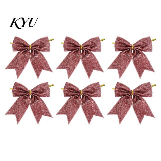 Christmas Tree Bow Decorations Glitter Bow, Gold Sparkling Ribbon Hanging Ornament for Powder Ties Gifts Wreath Gift Box, Festive Wedding Party Decor