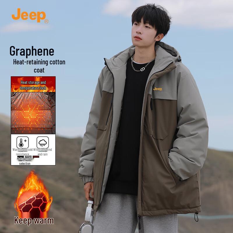 Jeep Мужская ветрозащитная стеганая куртка с капюшоном