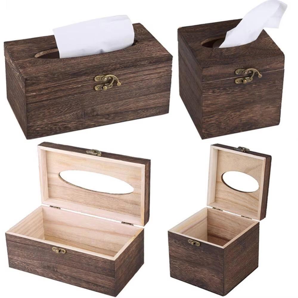 Treasure Box Design Tissue Box Wood Tissue Case Napkin Dispenser Napkin Holder Hotel