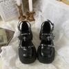 Женская обувь Обувь для девочек в стиле панк Лоферы с заклепками Кожаные туфли Мэри Джейн Крутые ретро туфли на толстой платформе Туфли на высоком каблуке 35-40