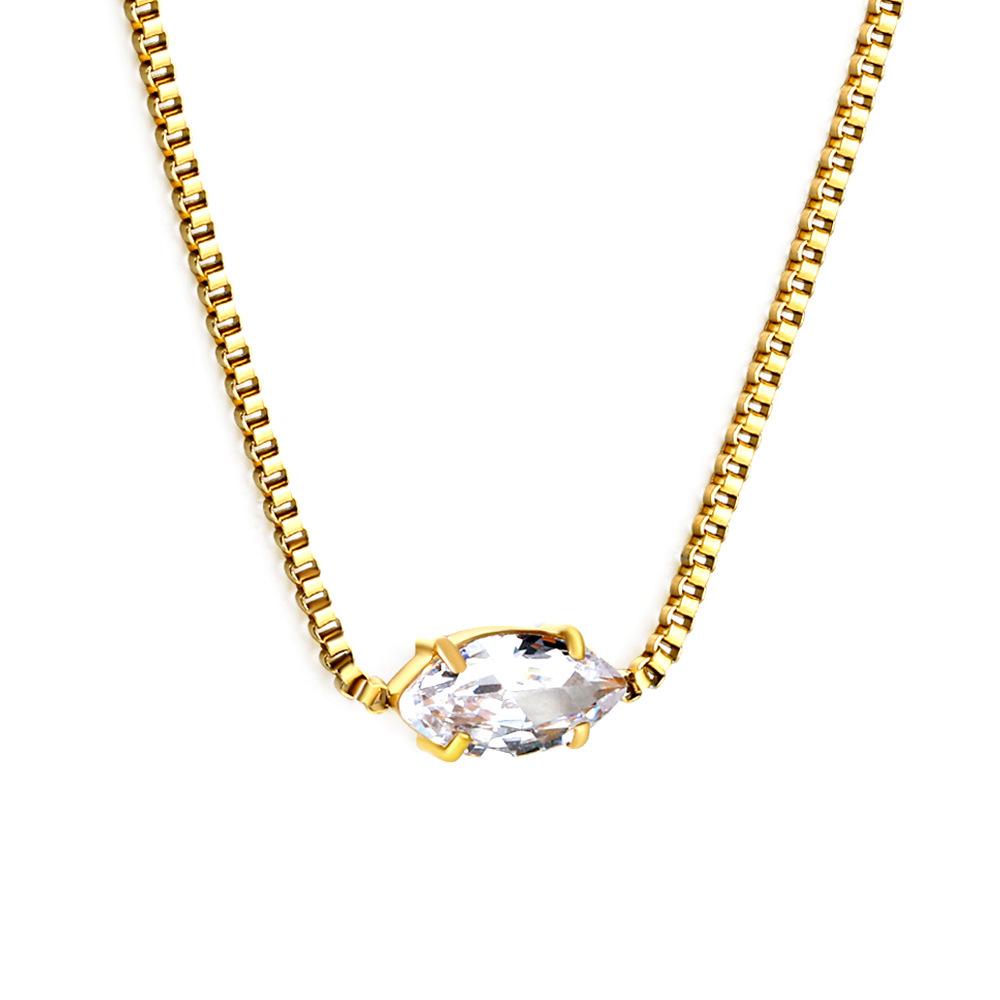 Elegant White Diamond Pendant Necklace Simple Round Collarbone Chain Jewelry For Women