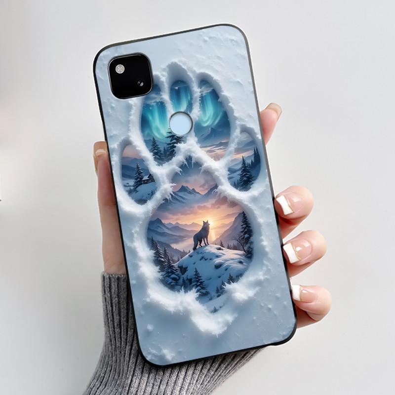 Для Google Pixel 4a 4G Чехол Роскошный Милый Кролик с Сердечками Забавный Мягкий Черный Матовый ТПУ Силиконовый Задний Защитный Чехол Тонкий