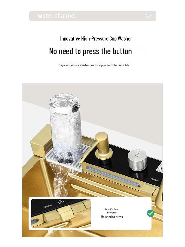 Кухонная мойка из нержавеющей стали 304 Golden Whale с цифровым дисплеем - Большая одинарная чаша для мытья посуды и овощей