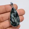 Gemstone Silver Pendant Natural Seraphinite Pear Shape Handmade Jewelry 925Silver Plated Pendant 1.9" WSJ4976