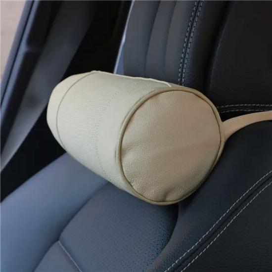 Подушка для шеи автомобиля из пены с эффектом памяти/натуральная кожа, авто шейный круглый рулон, офисное кресло, подушка для подголовника, под...
