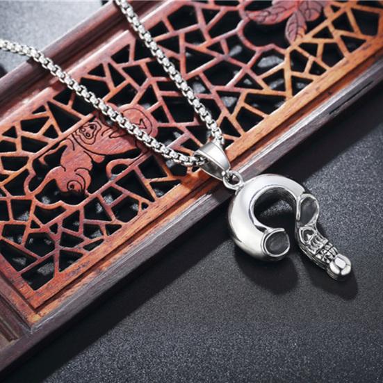 Ожерелье ювелирные изделия в стиле панк Винтаж серебряный цвет вопросительный знак череп кулон украшение на шею ювелирные изделия