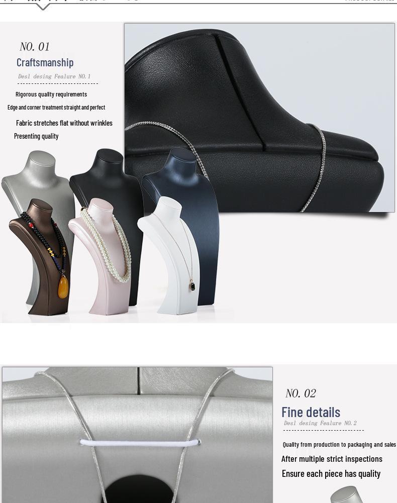 Blue Mannequin Neck Display Stand for Jewelry and Pendant Storage