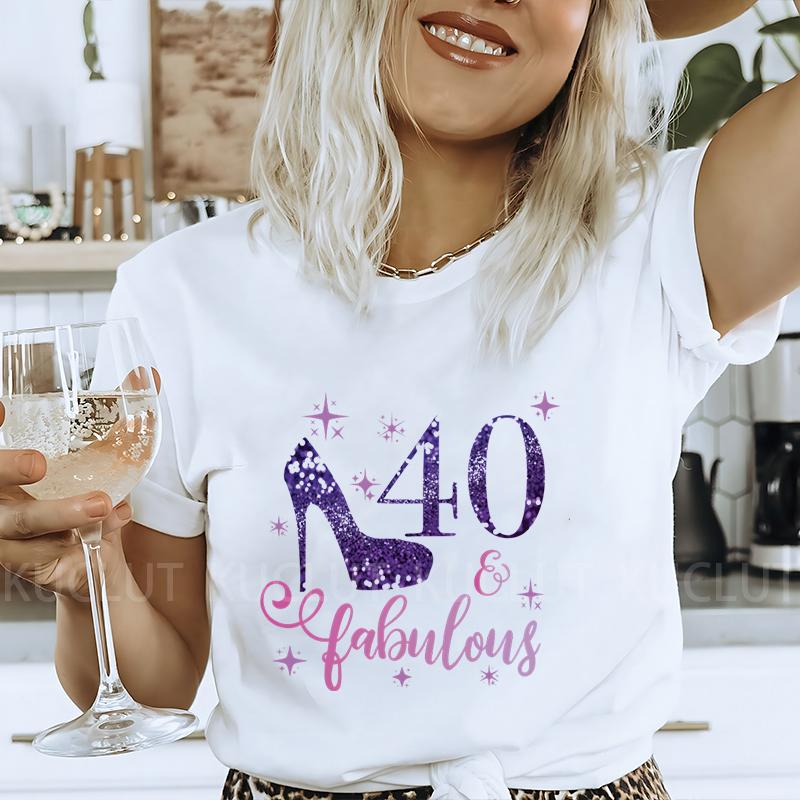 Женская футболка 40th Fabulous Tees Женская футболка для вечеринки в честь 40-летия королевы Модные графические топы Повседневная эстетичная женская одежда