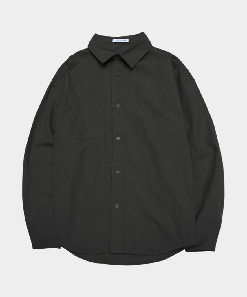 PLACESTUDIOMAN Essential Comfort Basic Standard Collar Oversized Cotton Long Sleeve Shirt_2 Colors