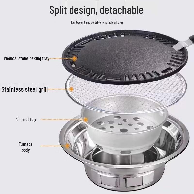 UOSU Round Stainless Steel Korean BBQ Grill