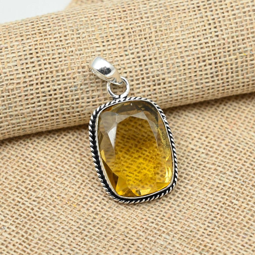 Citrine Gemstone 925 Sterling Silver Handmade Pendant Elegant Jewelry