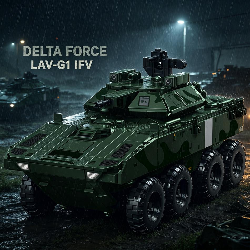 Вторая Мировая Война Военный Отряд Дельта LAV G1 БМП Модель Строительные Блоки Бронированная Боевая Машина Пехоты с Солдатами Кирпичики Игрушки Подарки для Детей