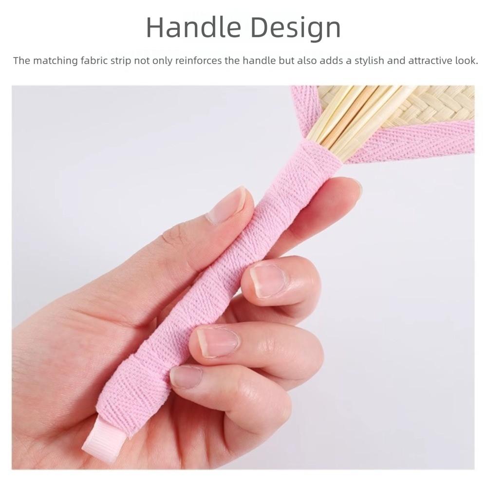 with Colorful Edging Handmade Raffia Fans Portable Palm-leaf Fan Home Decor Pendant
