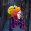 Creative Octopus Crochet Hat Funny Halloween Handmade Knit Squid Winter Adults