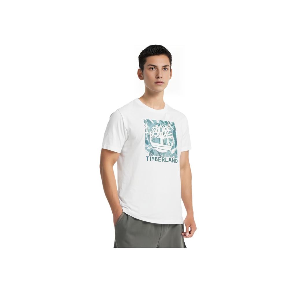 Timberland Футболка с круглым вырезом и буквенным принтом, американская винтажная, мужские топы, белая A62QN-CM9