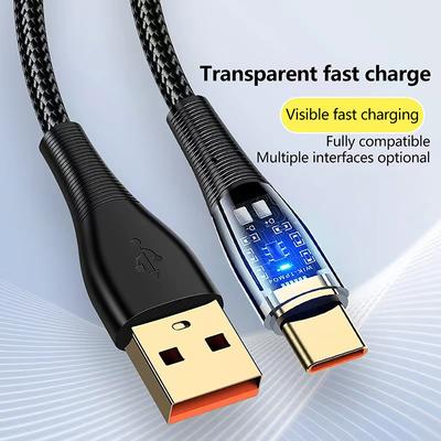 100 Вт USB-кабель Type C, кабель для быстрой зарядки, кабель для передачи данных для iPhone 15, Huawei, Xiaomi, Samsung, кабель для зарядки USB-A-Type C