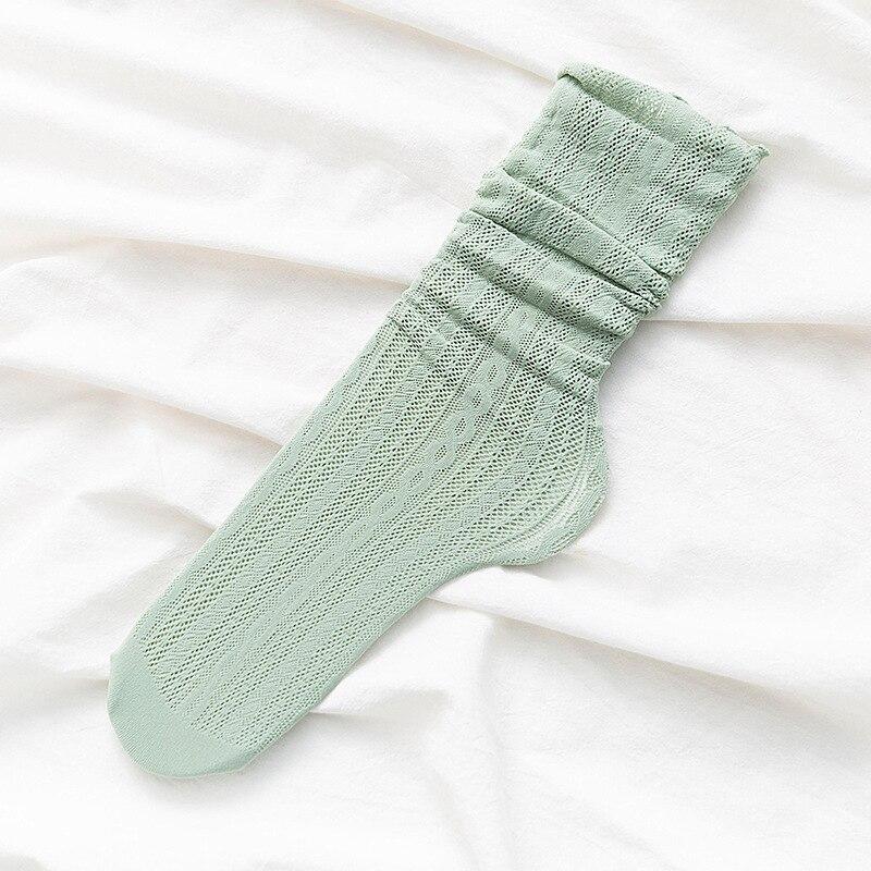 Полые женские носки, хлопковые бархатные мягкие летние тонкие дышащие длинные носки в японском стиле, милые кавайные носки принцессы Харадзюку