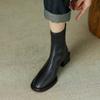 Thick Heel Short Boots Women's Autumn and Winter Boots Retro 2024 New Round Head Rear Zipper Thin Boots