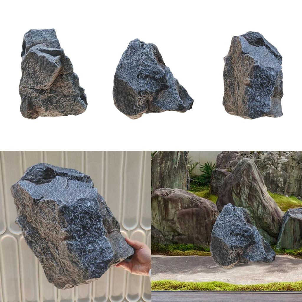 Realistic Artificial Rock PU Foam Multipurpose Faux Stone Yard Ornament for Aquarium Slope Pathway Decor