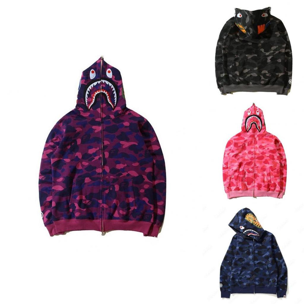 Camouflage Shark Head 3d Print Hoodie With Zipper For Men Women Casual Wear