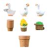 10Pieces Cartoon White Duck Statues Miniatures Resins Ornaments for Outdoor Garden Landscape or Indoor Desk Decoration