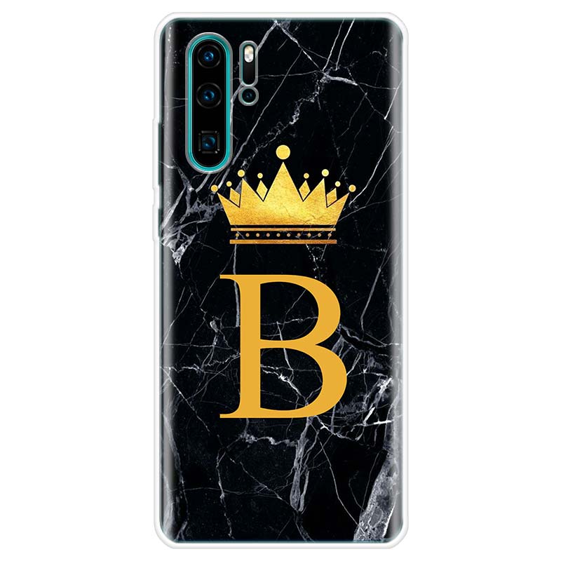Letter Alphabet Crown A-J Cover Phone Case For Huawei Y5 Y6 Y7 Y9S P Smart Z 2019 Honor 10 Lite 9 20 9X 8S 8X 8A Pro 7A 7X Coque