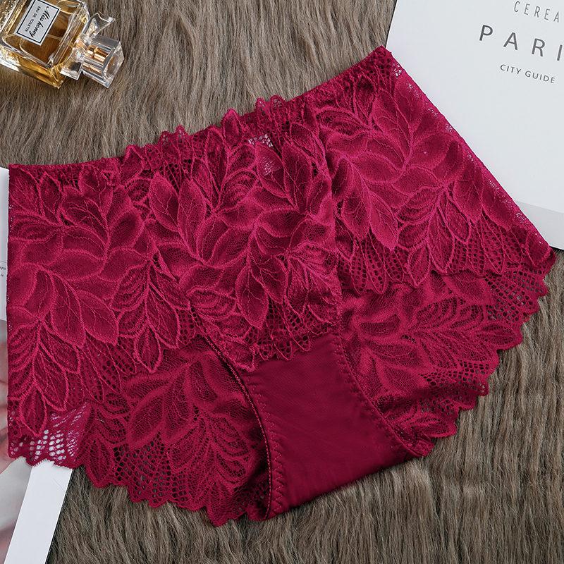 Large Size Panties Sexy Lace Women's Hollow Out Underpants High Waist Cotton Crotch Briefs Boyshorts for 100kg