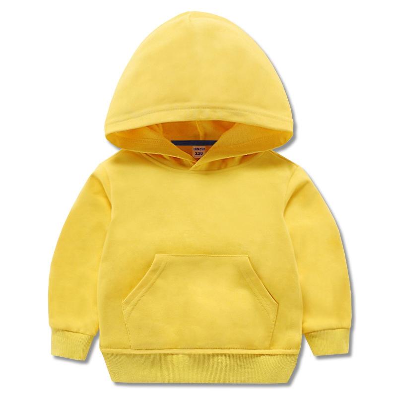 1-8 Years Kids Hoody Children Spring/Autumn Solid Color Sweatshirt Abdomen Pocket