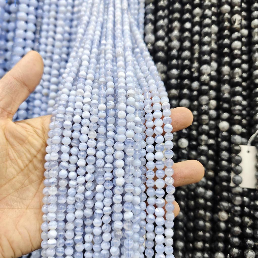 Серия «Синий» Бусины из натурального камня Аквамарин и Голубой кружевной агат для изготовления украшений своими руками
