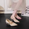 French temperament one-word high-heeled shoes women's thin heels 2025 new high-heeled Mary Jane shoes spring and autumn light mouth single shoes