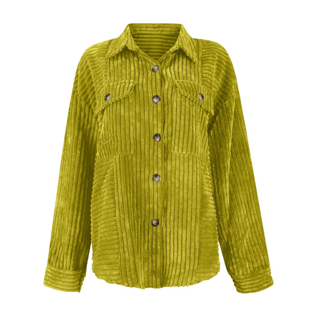 Женская осенне-зимняя однотонная модная полосатая рубашка с большим карманом