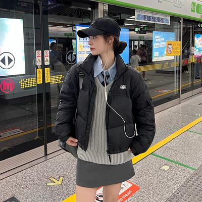 Зимняя пуховая хлопковая куртка женская 2025 новая зимняя короткая корейская черная хлопковая куртка осень-зима стеганая куртка