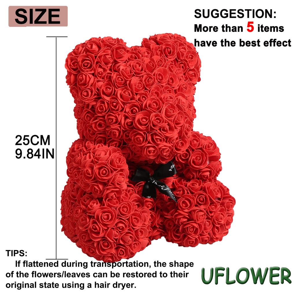 1PC Artificial Flower Eternal Rose Teddy Bear Mother's Day Birthday Valentine's Day Anniversary Gift Home Decoration