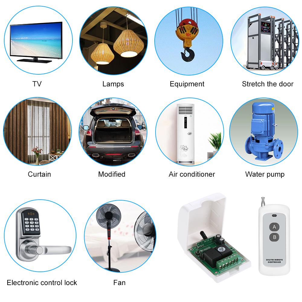 Smart Home 433Mhz RF   12V 2CH Learning   Wireless Remote Control   Relay Receiver Transmitter   Remote   System and   Range