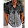 Модная мужская рубашка с короткими рукавами и текстурой в стиле ретро с градиентным принтом и карманом на пуговицах