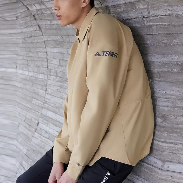 Мужская куртка adidas Terrex C Myshelter W.r с принтом Logo Stripe, с воротником, цвет хаки, H48571